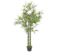 Artificial Bamboo Plant with Pot 160 cm Green Brown Plastic and Polyester Standing for Living Room Office Balcony Garden Easy Care and Weatherproof Decorative Indoor Plant