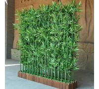 Artificial Bamboo Plants for Privacy - Faux Bamboo Trees in Wood Planter for Indoor Outdoor Partition Decor