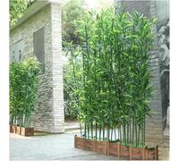 Artificial Bamboo Privacy Screen, Realistic Faux Bamboo Plant Outdoor Fence with Wood Base for Home Decor, Indoor Room Separator Divider