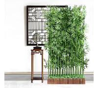 Artificial Bamboo Privacy Wall Divider4.9ft Tall Greenery Panel for Indoor Outdoor Use Stylish Bamboo Fence for Patio Yard Room Separation 1.5m Base 24 Poles