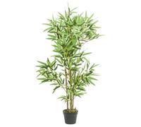 Artificial Bamboo Tree 120 cm with 552 Leaves Made of Textile Fibre and Bamboo Trunks in Plastic Pot, Easy-Care Decorative Plant for Living Room, Office, Balcony and Garden, Green, Standing
