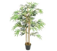Artificial Bamboo Tree 120 cm with 730 Leaves Made of Textile Fibre, Bamboo Stems, Plastic Pot, Easy-Care Artificial Plant for Living Room, Office, Balcony, Garden, Indoor and Outdoor Decoration