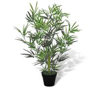 Artificial Bamboo Tree 80 cm Green 4 Real Bamboo Trunks 324 Polyester Leaves Pot