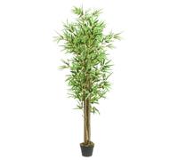 Artificial Bamboo Tree with 1288 Leaves Made of Textile Fibre and Bamboo Trunks, 180 cm High in Plastic Pot for Living Room, Office, Balcony, Garden, Easy-Care Decoration