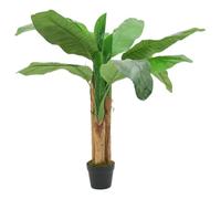Artificial Banana Tree 120 cm Green with 9 Leaves Bamboo Trunk Plastic Pot Easy Care for Living Room Office Balcony Garden Indoor Outdoor Decoration