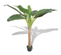 Artificial Banana Tree 150cm Green Real Wood Trunk 10 Leaves Plastic Indoor Pot
