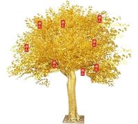 Artificial Banyan Tree Gold Plants Large Ficus Plants Hotel Indoor Living Room Decoration Flowers Potted Fake Tree(1.2mx1m)