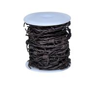Artificial Barbed Wire Ribbon Trim Real Leather Cord for Party Home Decoration, Gift Boxes, DIY Crafts - 33 Feet Spool by Cords Essentials (Distressed Gray)