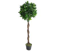 Artificial Bay Laurel Topiary Tree 120Cm 4Ft With Twist Natural Wood Trunk