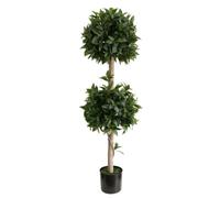 Artificial Bay Tree Double Ball Topiary with Natural Wood Trunk 153cm Tall Décor Home Office Events