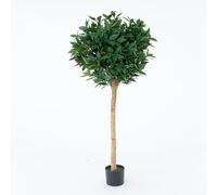 Artificial Bay Tree, Topiary Faux Tree, Premium Quality Real Wood Trunk and Natural Appearance Leaves and Brown Berries, UV Protected, Indoor and Outdoor Use