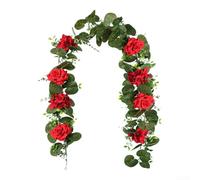 Artificial Begonia Vine Garland 175cm Wedding Decor Fade-Resistant | Fabric leaves with begonia flowers Available in red pink white For centerpieces or display
