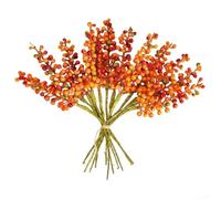 Artificial berry branches for indoor holiday decoration with lifelike berries and sturdy construction, for wreath making and festive embellishments (orange)