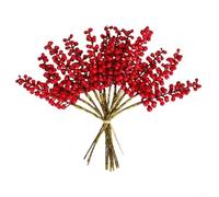 Artificial berry branches for indoor holiday decoration with lifelike berries and sturdy construction, for wreath making and festive embellishments (red)