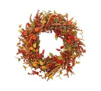Artificial Berry Maple Leaf Wreath, 35-45cm Orange Autumn, Door Decor