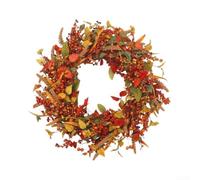Artificial Berry Maple Leaf Wreath 35-45cm Orange Festive Decor