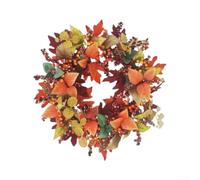 Artificial Berry Maple Leaf Wreath 35-45cm Orange Festive Decor