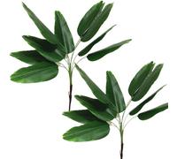 Artificial Bird of Paradise Plant, Faux Palm Plants with Real Touch Leaves Fake Banana Tree Plastic Stems for Home Room Greenery Decor Office Indoor Outdoor Garden Wedding Party DIY Decorations 2 Pack