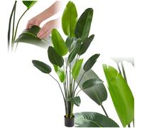 TecTake® Artificial Bird of Paradise Tree with Detailed Leaves & Bendable Branches, Lifelike Artificial Plant with Sturdy Flowerpot, Ideal Fake Plant as Living Room, Office & Bedroom Decor - 180 cm
