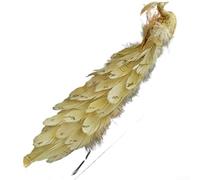 Artificial Bird Ornaments Colourful Feather Decorations Plastic Hanging Birds Garden Branch Accents Festive Tree Pendants White Gold For Champagne Lightweight Christmas(Golden)