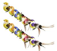 Artificial Birds - Artificial Feathered Birds, Decorative Animal Ornament | 12 Piece Feathered Bird Model Collection, DIY Lawn Sculpture And Planter Decoration Set For Home Garden Tree Craft Projec