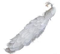Artificial Birds Christmas Tree Decoration Vibrant Colorful Feathered Ornaments Lightweight Plastic Pendant 38x10x8cm Choice of White Gold for(White)