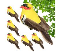 Artificial Birds for Decoration - 6 Clip on Decorative Yellow Feathers Decorative Artificial Simulation 6pcs Ornaments A Yellow Anointed Ornament, A Realistic Garden and Cute Christmas