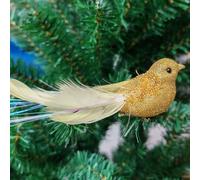 Artificial Birds, Simulation Foam Feather Birds Mini Sparrow Ornaments For Craft Home Garden Wedding Decoration(Gold)