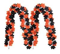 Artificial Black and Orange Leaf Wreath, Set of 2 200cm Silk Autumn Decor
