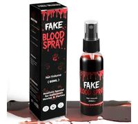 Artificial Blood Halloween, 60 ml Artificial Blood with Spray Halloween Artificial Blood for Skin and Clothing I Realistic Fake Blood I Washable Artificial Blood for Make-Up Zombie Vampire Monster