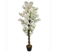 Artificial Blossom Tree White 150cm 5ft Realistic Faux House Plant Fully Potted Botanik Leaf White One Size