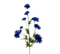 Artificial Blue Cornflower Flower Stem 80cm - Realistic Silk Faux Blue Wild Flowers with 9 Heads - Fake Cornflowers for Vase Display, Home Decor, Wedding & Floral Arrangements