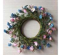 Artificial Blue Flower Wreath Spring Wreath, Outdoor For Front Door Wall Window Party Wedding Decor