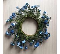 Artificial Blue Flower Wreath Spring Wreath, Outdoor For Front Door Wall Window Party Wedding Decor