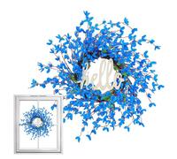 Artificial Blue Wreath, Rustic Spring Garland, Spring Blue Wreath, Blue Flower Wreath, Front Door Wreath, Spring Porch Decor, Rustic Wreath for Garden, Farmhouse Wreath Decor, Artificial Flowe