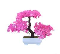 Artificial Bonsai Cedar Tree 25cm Low Maintenance Fake Plant(Pink)