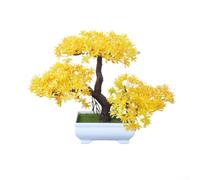 Artificial Bonsai Cedar Tree 25cm Low Maintenance Fake Plant(Yellow)