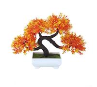 Artificial Bonsai Pine Plant, 25x25x11 cm, Lifelike Floral Decor, Low-Maintenance Indoor Tree, Long-Lasting Realistic Display for Home Office Garden(Tree Sunset Red)