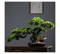 Artificial Bonsai Pine Tree - 17 Inches Realistic Fake Plant Decoration for Desktop Display and Zen Garden Décor - Potted Artificial House Plant