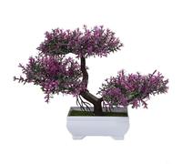 Artificial Bonsai Pine Tree Potted Plant for Indoor Decoration in Home or Office with Realistic Detailing (Plum)