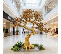 Artificial Bonsai Pine Tree Sculpture For Indoor Zen Decor, Harmonious Gift Idea Featuring Realistic Miniature Foliage Pot, No Maintenance Needed(D,2 * 2m)