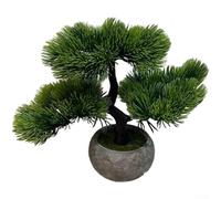 Artificial Bonsai Tree 22cm Potted Faux Pine Plant with Balanced Branch Structure for Contemporary Interiors (A)