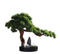 Artificial bonsai tree Artificial Bonsai Tree Living Room Welcoming Pine Potted Plant Ceramic Pony and Little Figures Rockery Small Stones Office Study Living Room Decoration Artificial Trees