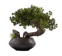 Artificial Bonsai Tree Artificial Bonsai Tree New Chinese-style Green Simulation Welcome Pine Bonsai Tree 14.9in Large Dead Wood Fake Tree Living Room Decor Potted Plant Fake Plant Decoration