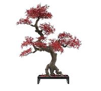 Artificial Bonsai Tree Artificial Maple Bonsai Living Room Simulation Leaf Decoration Potted Plant Metal Frame White Sand Office and Study