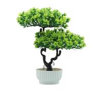 Artificial Bonsai Tree,Decorative Artificial Flowers With Pot,Realistic Artificial Plant,Fake Green Pot Plants,Small Indoor Outdoor Decor House Office Kitchen Garden,31cm High,Green