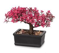 Artificial Bonsai Tree Juniper Faux Plants Indoor Fake Plants Decor with Ceramic Pots for Home Table Office Desk Bathroom Shelf Bedroom Living Room Farmhouse Decorations-Pink