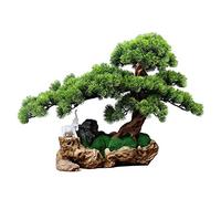 Artificial bonsai tree Large Artificial Welcoming Pine Bonsai Tree, Fake Green Plants, Artificial Moss Covering The Roots of the Tree, Chinese Style Home Living Room Entrance Desktop Decoration Artifi