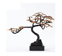 Artificial Bonsai Tree Metal Artificial Tree Marble Base Leaf Wrought Iron Pine Office Home Living Room Decoration