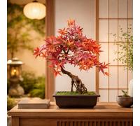 Artificial Bonsai Tree Red Maple Bonsai 50Cm Leaf Design Trees Realistic Plant Botanik